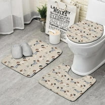 Cute Cartoon Dachshund Bathroom Rugs Sets 3 Piece,Toilet Cover Set,Absorbent Non Slip Bathroom Mats Sets with U-Shaped Contour Rug Toilet Rug Set