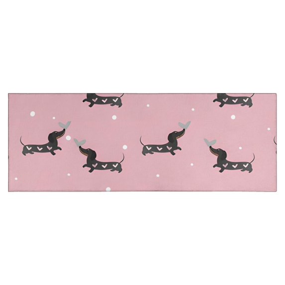 Cute Cartoon Dachshund Kitchen Rug Mat,Kitchen Runner Rugs Non Skid Washable,Decorative Kitchen Floor Mats for Kitchen,Sink,Laundry,17"X47"