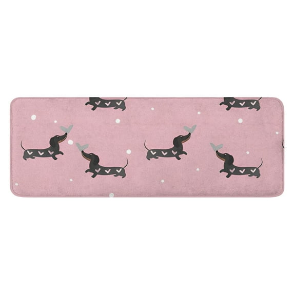 Cute Cartoon Dachshund Kitchen Rug Mat,Kitchen Runner Rugs Non Skid Washable,Decorative Kitchen Floor Mats for Kitchen,Sink,Laundry,17"x47.2"