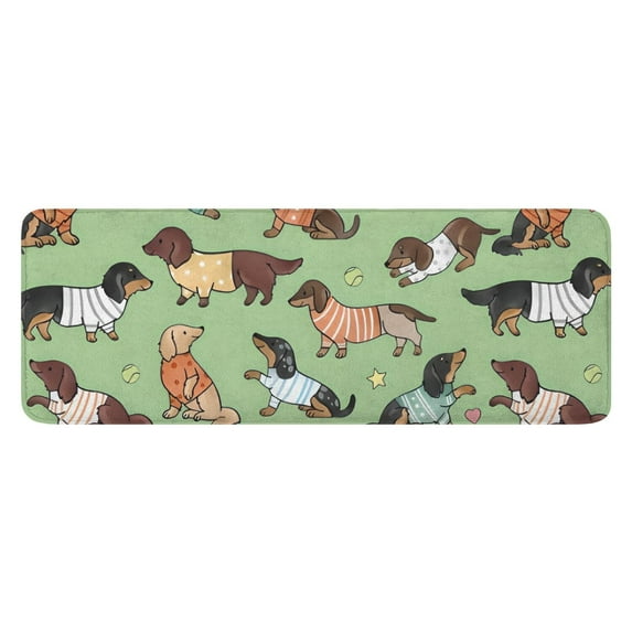 Cute Cartoon Dachshund Kitchen Rug Mat,Kitchen Runner Rugs Non Skid Washable,Decorative Kitchen Floor Mats for Kitchen,Sink,Laundry,17"x47.2"