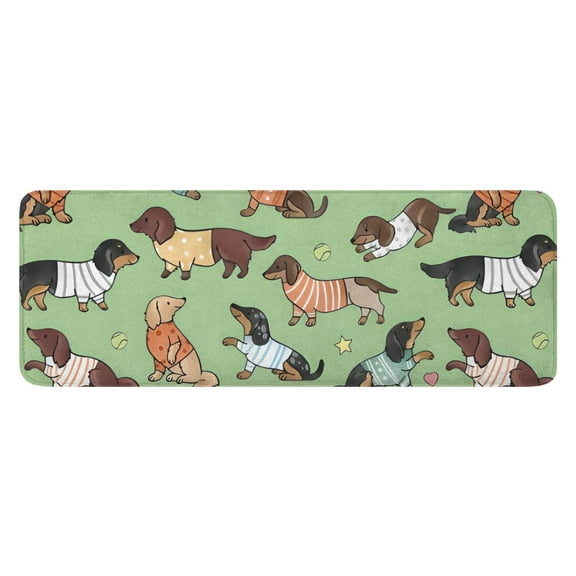 Cute Cartoon Dachshund Kitchen Rug Mat,Kitchen Runner Rugs Non Skid Washable,Decorative Kitchen Floor Mats for Kitchen,Sink,Laundry,17"x47.2"