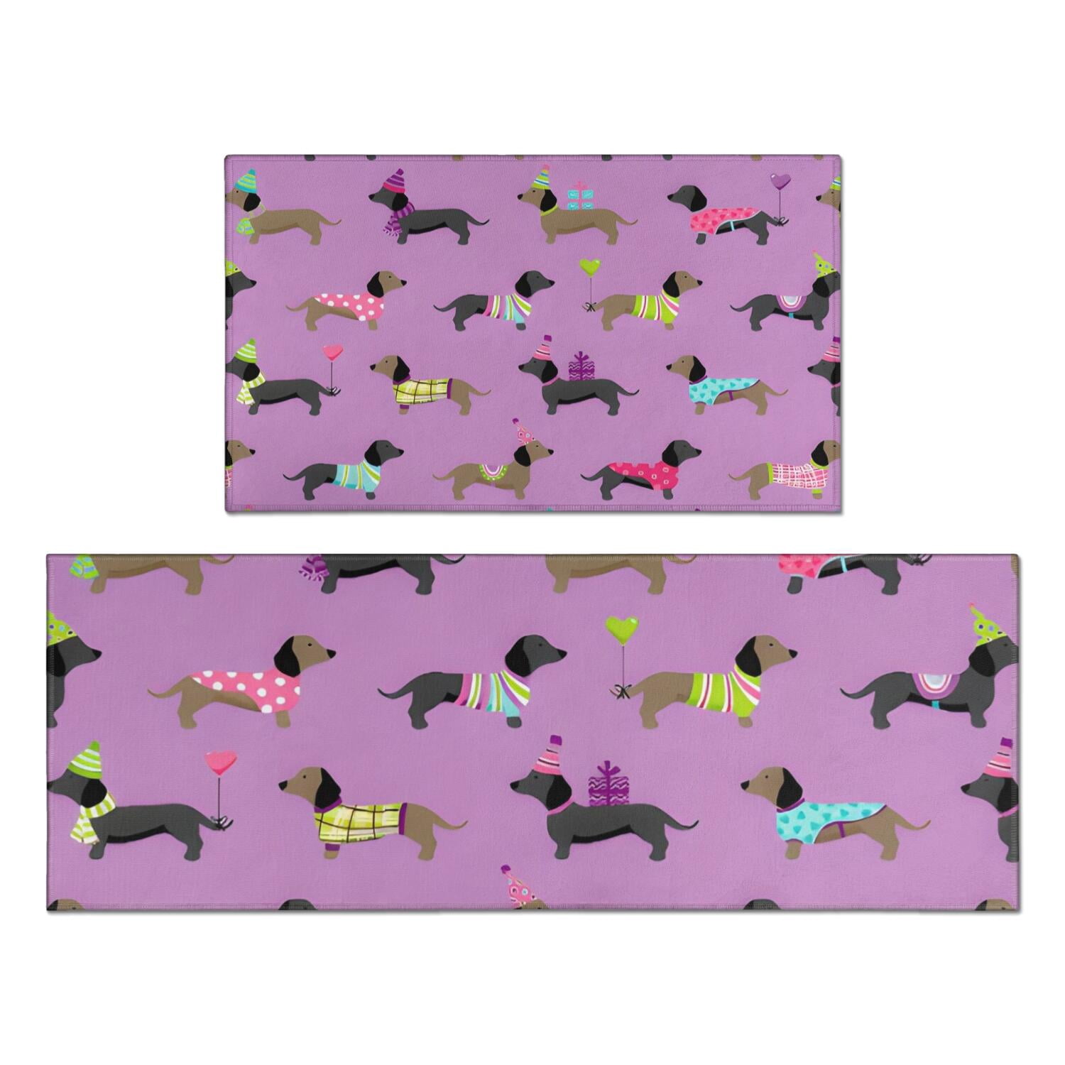Cute Cartoon Dachshund Kitchen Rugs Sets Of 2,Anti Fatigue Kitchen Mat ...