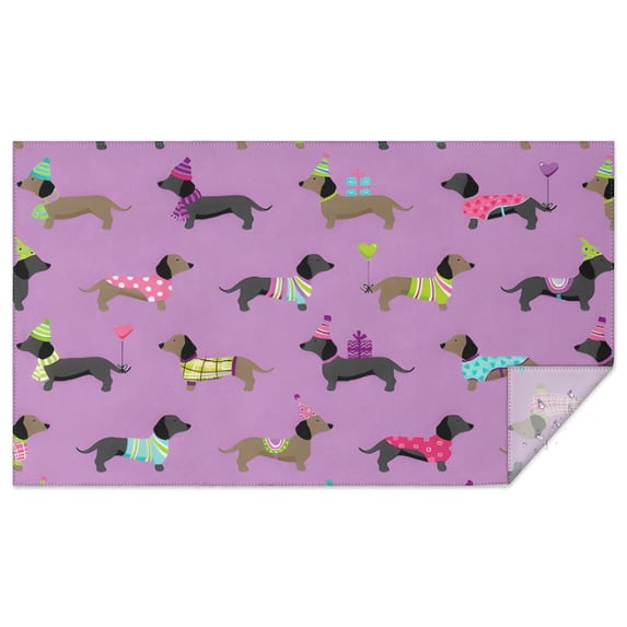 Cute Cartoon Dachshund Rectangle Tablecloth 60"x102",Waterproof Polyester Rectangle Table Cloth, Wipeable Spillproof Polyester Tablecloth for Dining, Camping, Indoor and Outdoor