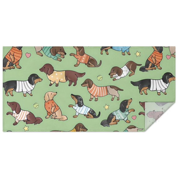 Cute Cartoon Dachshund Rectangle Tablecloth 60"x120",Waterproof Polyester Rectangle Table Cloth, Wipeable Spillproof Polyester Tablecloth for Dining, Camping, Indoor and Outdoor