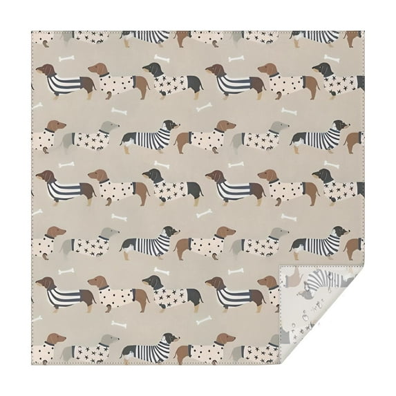 Cute Cartoon Dachshund Square Tablecloth,Waterproof Square Table Cover,Wipeable Spillproof Washable Table Cover for Home Kitchen Party Decor 42"X42"(107x107cm)