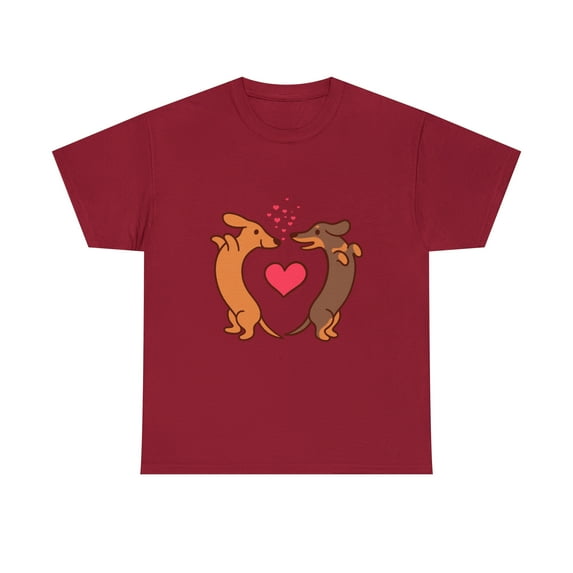 Cute Cartoon Dachshunds In Love For Who Dog Lover T-Shirt