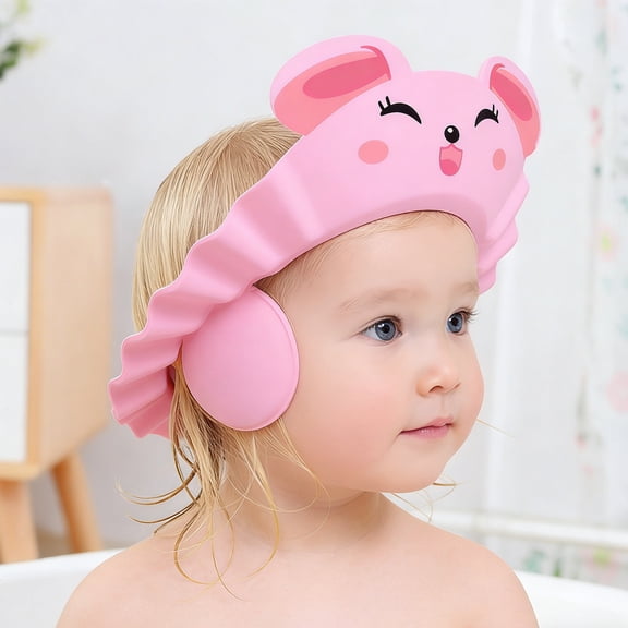 Cute Cartoon Dinosaur Baby Shower Cap Shield, Tear-Free Adjustable Kids Bath Visor Hat, Soft Silicone Eye & Ear Protection for Toddlers, Shampoo Foam Guard for Baby Bathing Haircut