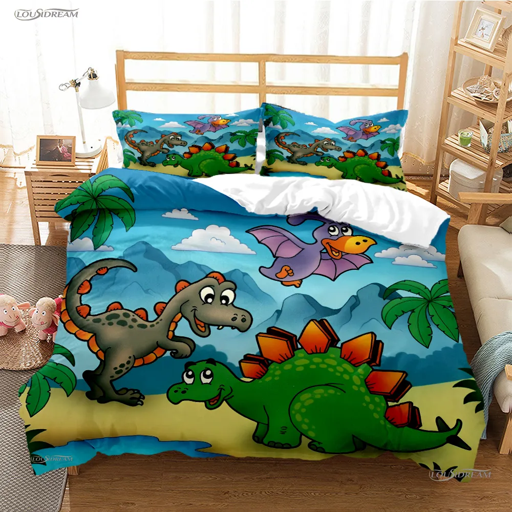 Cute Cartoon Dinosaur Duvet Cover Kawai Comforter Bedding set Soft Quilt Cover and Pillowcase for Teens Single Double Queen King Walmart
