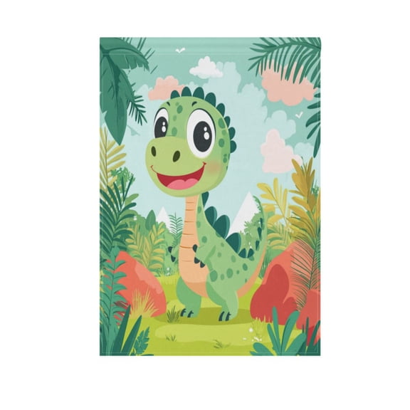Cute Cartoon Dinosaur Garden Flag Double Sided Outdoor Banners Yard Flags for Garden Home Holiday Decorations
