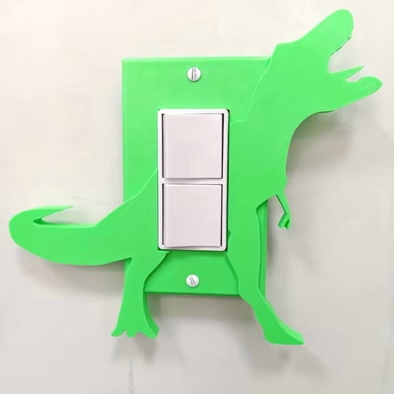 Cute Cartoon Dinosaur Light Switch Cover - Playful Kids Room Decor in Bright Orange and Green