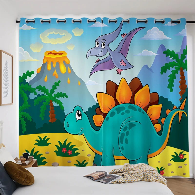 Cute Cartoon Dinosaur New High Shading Window Curtain Bedroom Children's Room Partition ration