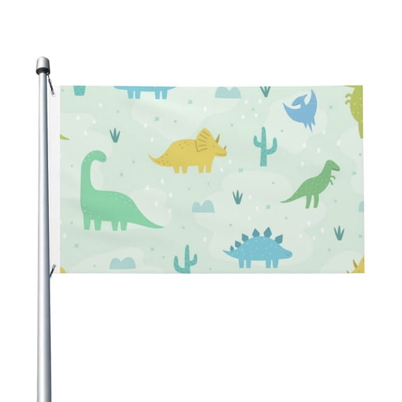 Cute Cartoon Dinosaurs Flag 3X5 Ft Garden Yard House Flags Banner Sign Outdoor Indoor Party Home Garden Decoration