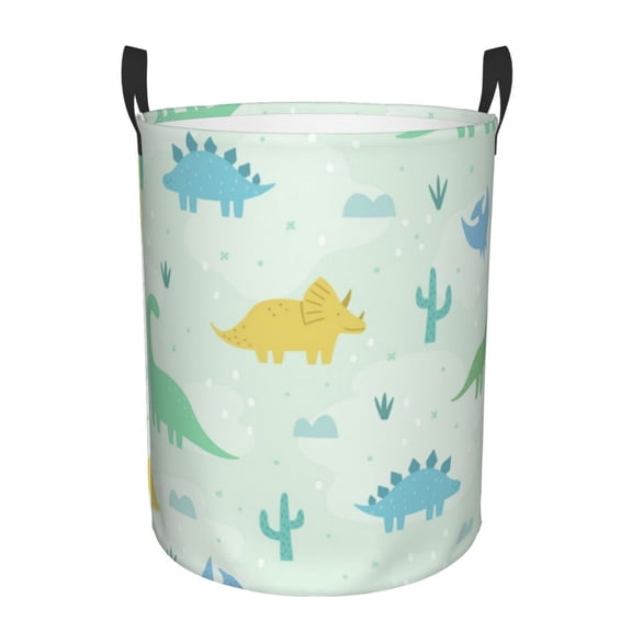 Cute Cartoon Dinosaurs Foldable Laundry Hamper with Handle Storage Basket for Clothes Toys & Organizing