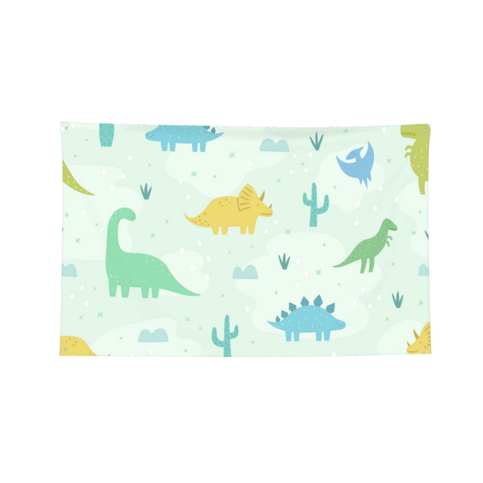 Cute Cartoon Dinosaurs Four Hole Decorated Banner Flag for Garden Yard Home Decoration Indoor Outdoor 4x6 Ft