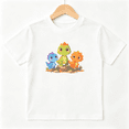 thumbnail image 1 of Cute Cartoon Dinosaurs Girls Graphic Tee, Sweet Kawaii Animals 100% Cotton Kids Short Sleeve T-Shirt, 1 of 5
