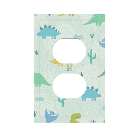 Cute Cartoon Dinosaurs Light Switch Cover Decorator Duplex Wall Plate 1-Gang Receptacle Outlet Decor