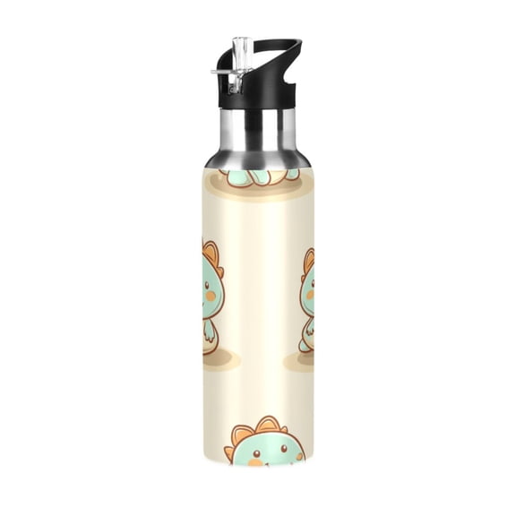 Cute Cartoon Dinosaurs Pattern 600ml Double Walled Stainless Steel LeakProof Sports Bottle Thermo 8h