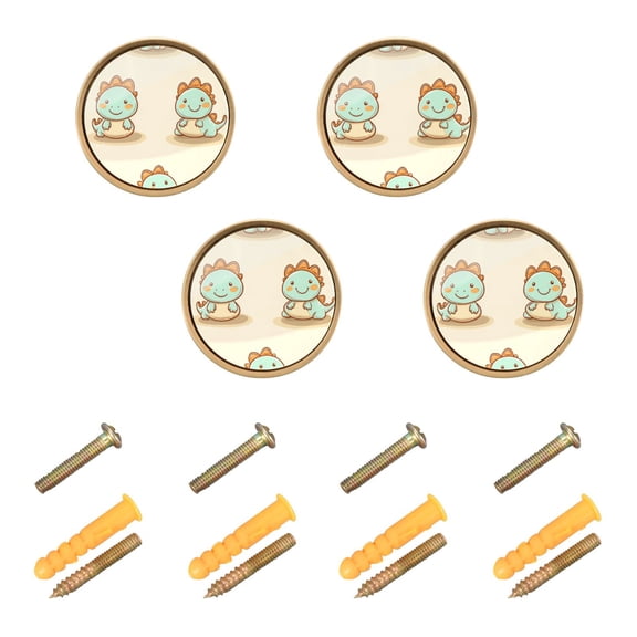 Cute Cartoon Dinosaurs Pattern Cabinet Furniture Knobs Drawer Metal Pulls 1.26in Acrylic Zinc Alloy Dual Screw Set