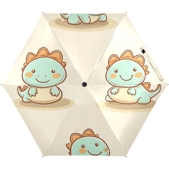 Cute Cartoon Dinosaurs Pattern Umbrellas for Sun Auto Open Close UV50+ Waterproof 5-Fold Compact Fiberglass Frame