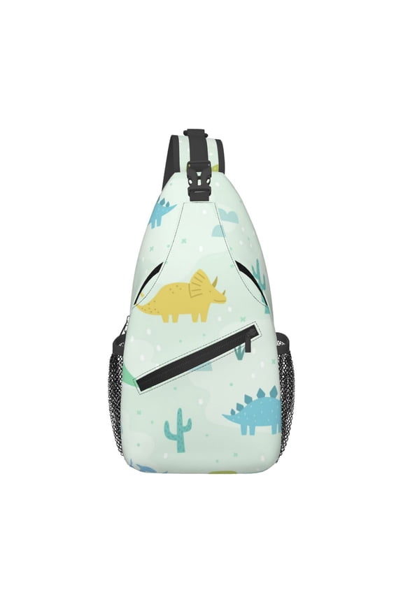 Cute Cartoon Dinosaurs Sling Backpack Shoulder Chest Crossbody Bag Causal Travel Hiking Daypack