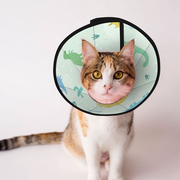 Cute Cartoon Dinosaurs Soft Pet Recovery Collar for Cats Small Dogs, Protective Elizabeth Collar for Post-Surgery, Anti-Lick & Anti-Scratch