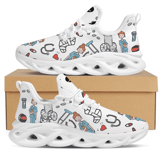 Cute Cartoon Doctor Nurse Pattern Ladies Chunky Shoes Comfort Sneakers Walking Shoes Women Footwear zapatillas mujer