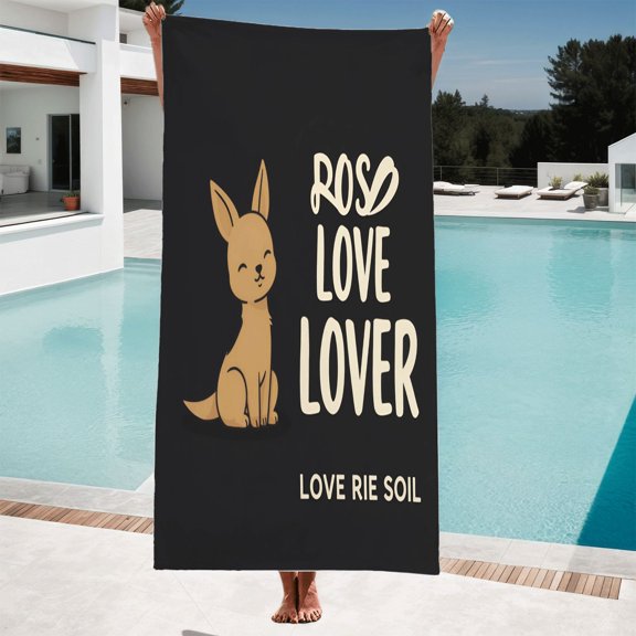 Cute Cartoon Dog Bath Towel - Adorable Brown Dog Design with Playful Text Perfect for Beach Pool or Travel Soft & Stylish