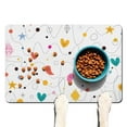 thumbnail image 1 of Cute Cartoon Dog Bowl Mat - Pet Food Pad with Happy Face & Planets Design - Eco-Friendly Non-Slip Bottom - Playful Comic Style 15"X20", 1 of 3