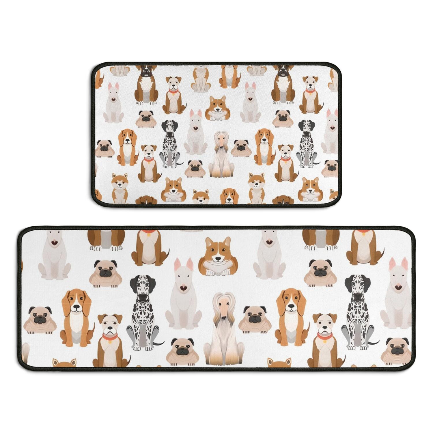 Cute Cartoon Dog Kitchen Rugs Sets Of 2,Anti Fatigue Kitchen Mat Rugs ...