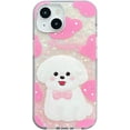 thumbnail image 1 of Cute Cartoon Dog Puppy Bow Marbling Shell Texture Soft Phone Case Compatible with iPhone Case (Pink,iPhone 15), 1 of 6