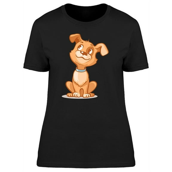 Cute Cartoon Dog Sitting T-Shirt Women -Image by Shutterstock, Female Small