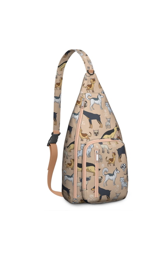 Cute Cartoon Dog Sling Backpack - Funny Bone Pattern Shoulder Bag (Adorable Pet Design, Lightweight & Durable)