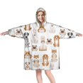 thumbnail image 1 of Cute Cartoon Dog Wearable Oversized Blanket,Wearable Blanket Hoodie for Adults,Cozy Hooded Blankets with Super Pockets,Super Warm Fuzzy Pullover for Women & Men, 1 of 6