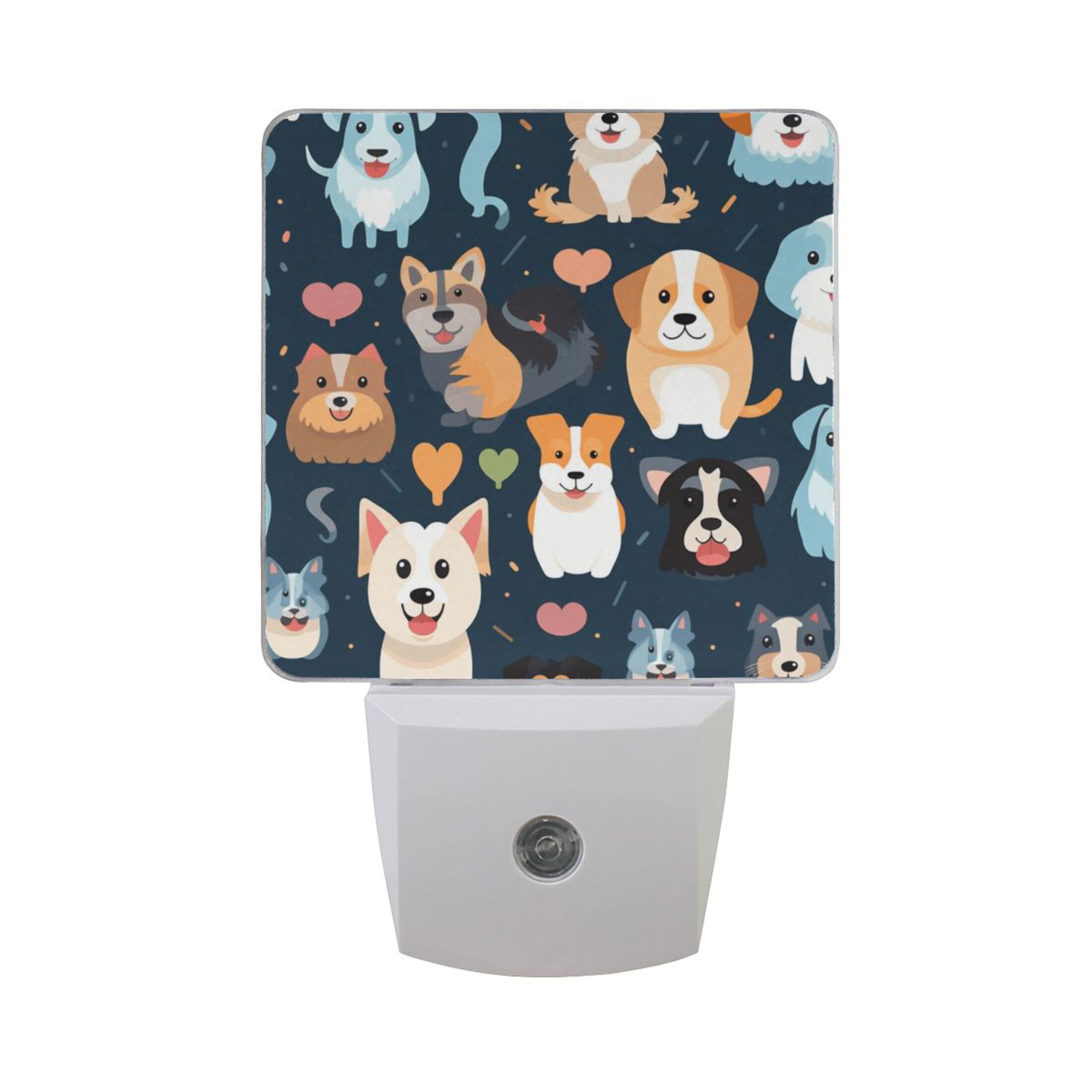 Cute Cartoon Dogs Night Light LED Dusk to Dawn Auto Sensor Night Lamp Plugin Nightlight for