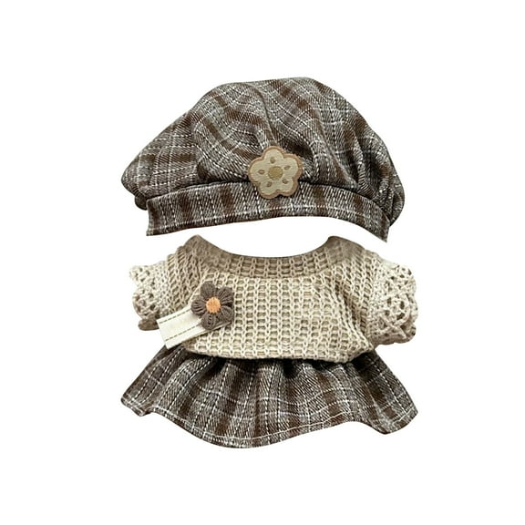 Cute Cartoon Doll Clothes & Accessories Set With Dress For 17Cm Dolls, Non-Woven Fabric Outfit A