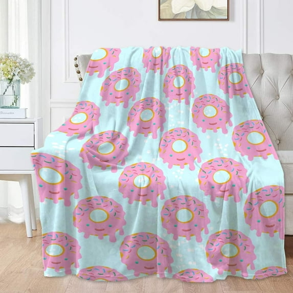 Cute Cartoon Donut Blanket Funny Food Lightweight Throw Blanket for Women Men Soft Cozy Fleece Bed Couch Living Room Blanket for Kids Girls Boys\u2014All Season X-Small 40x30In ( Toddler ) PET