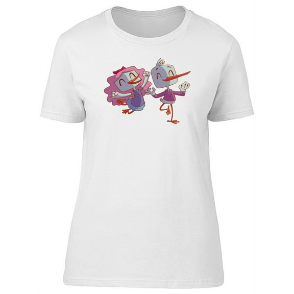 Cute Cartoon Duck Couple T-Shirt Women -Image by Shutterstock, Female XX-Large