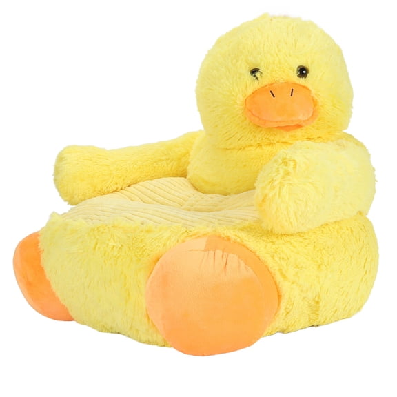 Cute Cartoon Duck Floor Seating Chair for Kids, Plush Soft Sofa Cushion with Backrest, Yellow