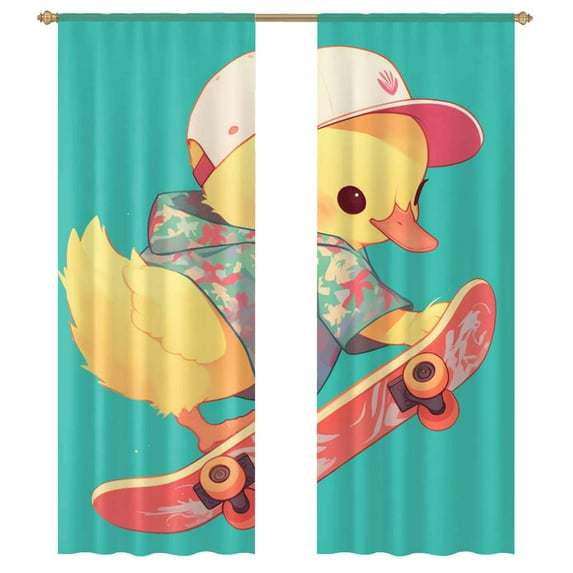 Cute Cartoon Duck Tulle Curtains For Living Room Chiffon Sheer Voile Kitchen Bedroom Curtain Drapes