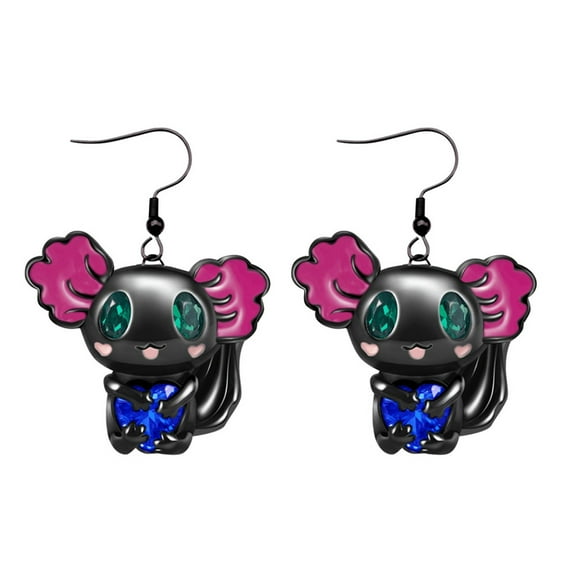 Cute Cartoon Earrings For Women Black White Blue Studs Unique Jewelry For Her Birthday Present