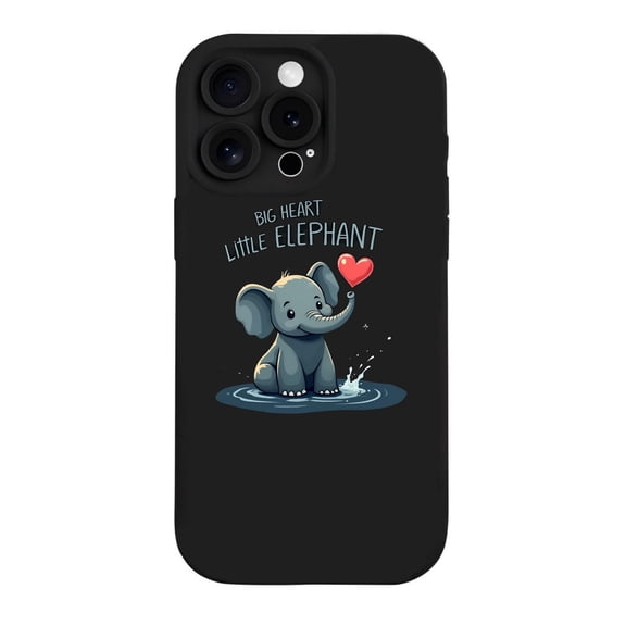 Cute Cartoon Elephant iPhone 15 Pro Case - Big Heart Little Elephant Design Lightweight & Yellowing Resistant Texture Perfect for Animal Lovers