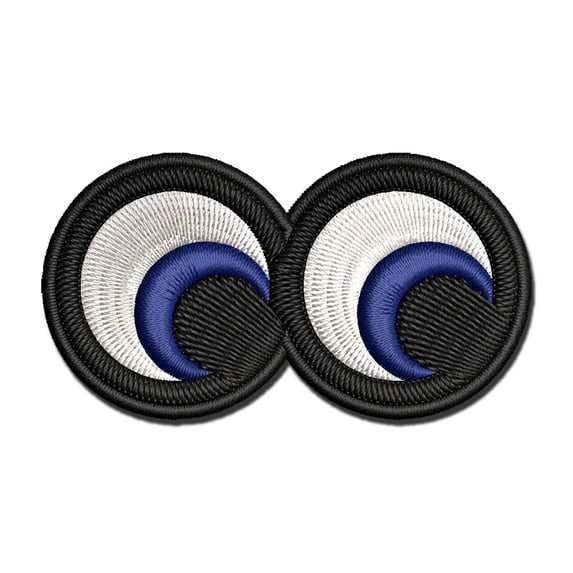Cute Cartoon Eyes Looking to Side Applique Multi-Color Embroidered Hook & Loop Patch - 3 Inch Medium