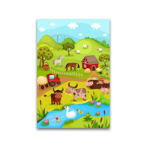 Cute Cartoon Farm Scenery Poster -Image by Shutterstock