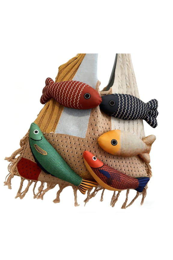 Cute Cartoon Fish 2025 New Woven Bag Large Capacity Shoulder Tote Bag Fashion,5