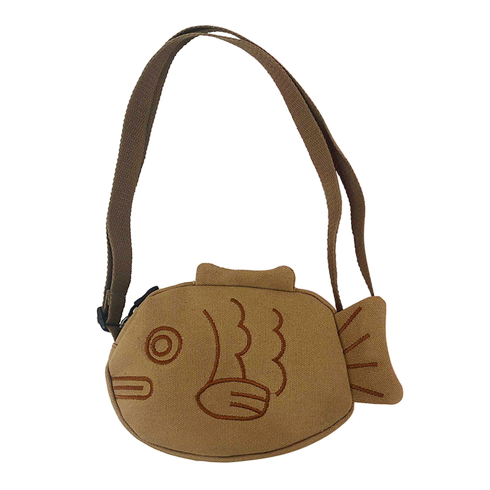 Cute Cartoon Fish Canvas Crossbody Bag For Girls Soft And Cute
