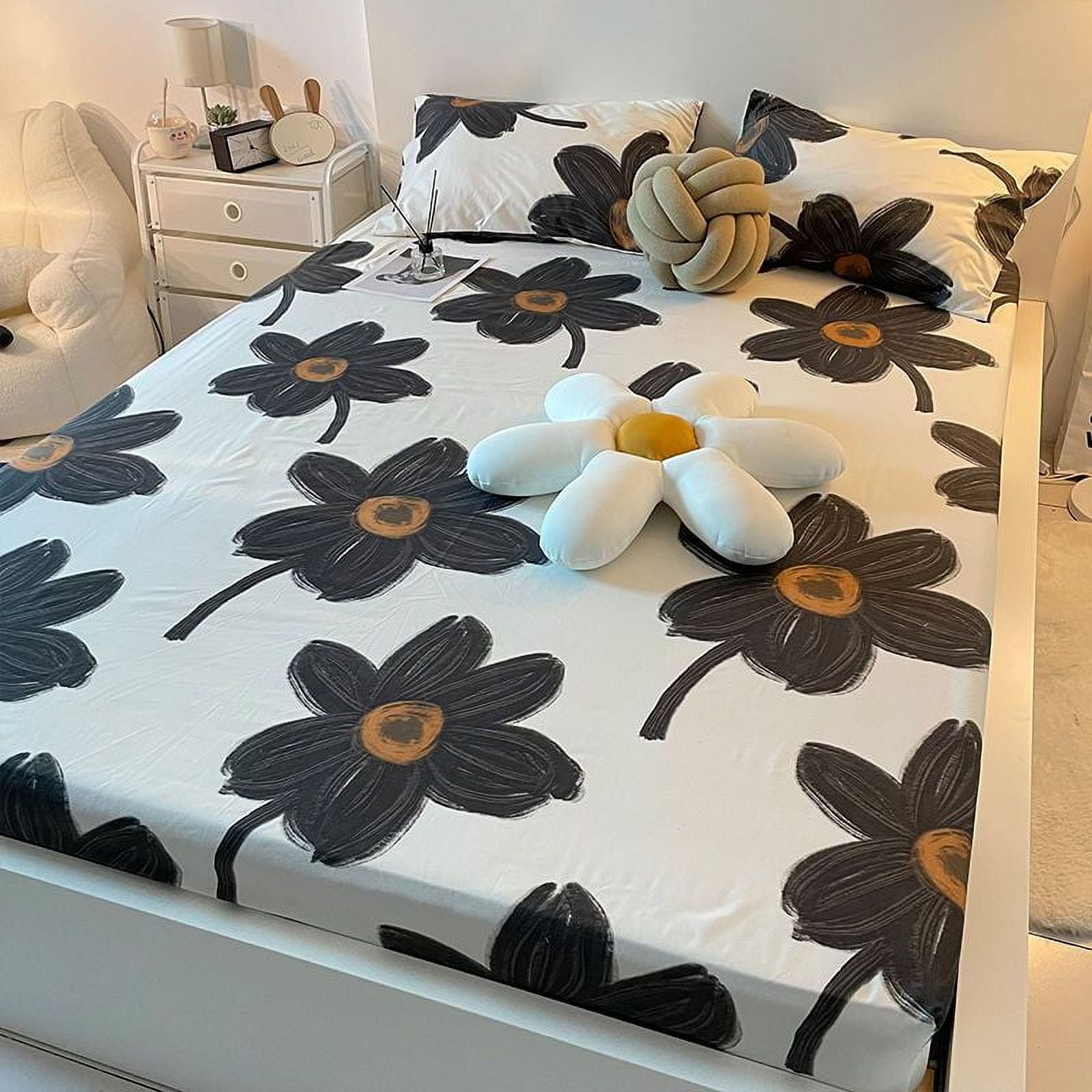 Cute Cartoon Fitted Bed Sheet Single Piece 3pcs Simmons Mattress Dust