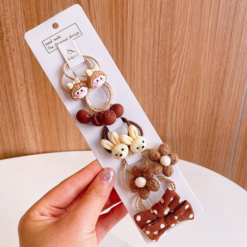 Cute Cartoon Flower Bow Children Small Scrunchie Baby Girl Kid Elastic Hair Rubber Band Accessories Tie Hair Ring Rope Headdress