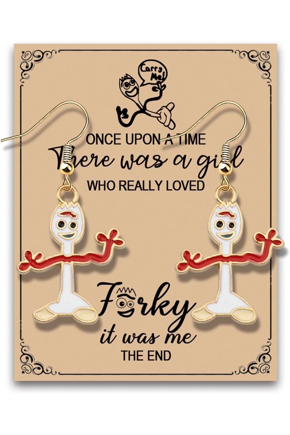 Cute Cartoon Fork Pro Earrings suitable for Fans, Spork Earrings for Women, Fandom Gift, Cooking Mom Gift, Baker Earring(onceFork)[s288]