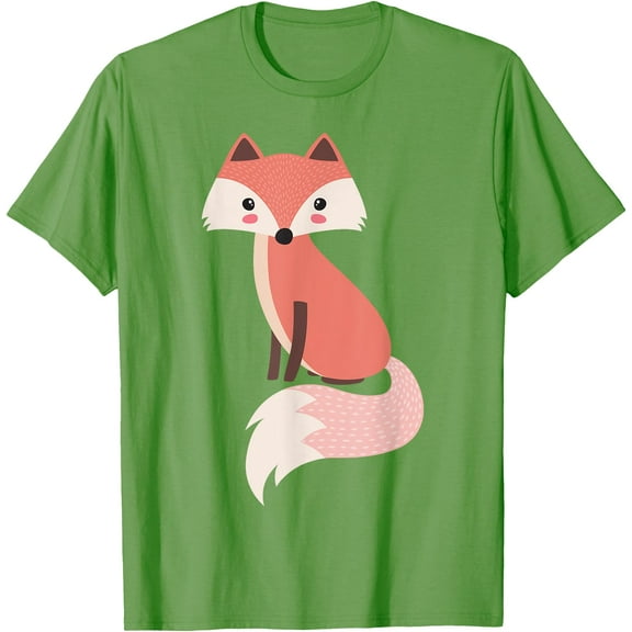 Cute Cartoon Fox Animal & Nature Lover Gift Unisex T-Shirt for Men Women Kids,Lime Color,Size 4T