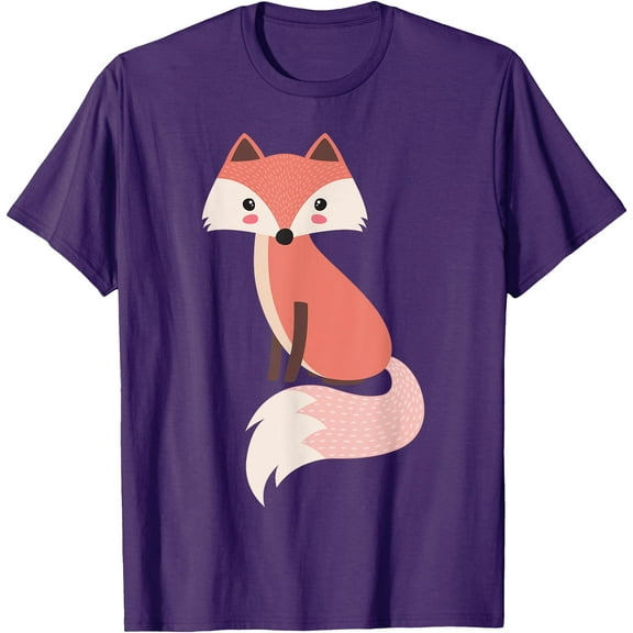 Cute Cartoon Fox Animal & Nature Lover Gift Unisex T-Shirt for Men Women Kids,Purple Color,Size YXS
